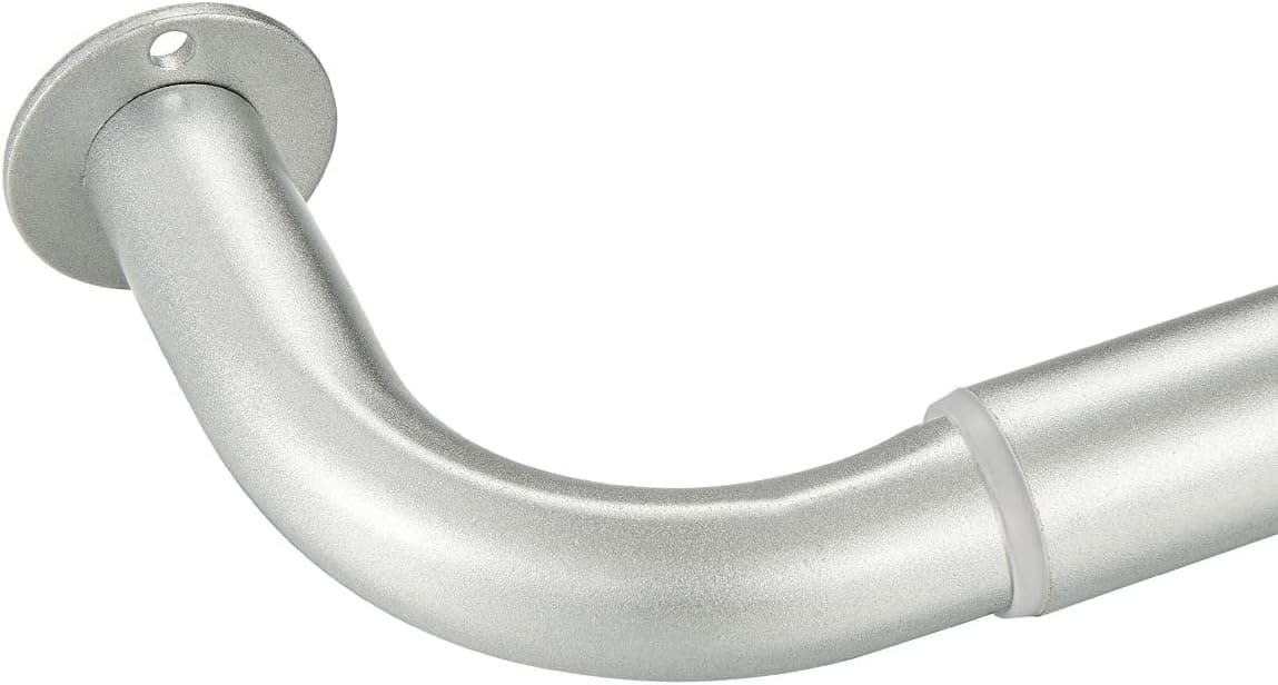 Mayrhyme Room Darkening Curtain Rod 48-84 Inches, Wrap Around Design,1-Inch Diameter Single Drapery Rod, Extendable Metal Rod Set of Window Treatment (Antique Silver)