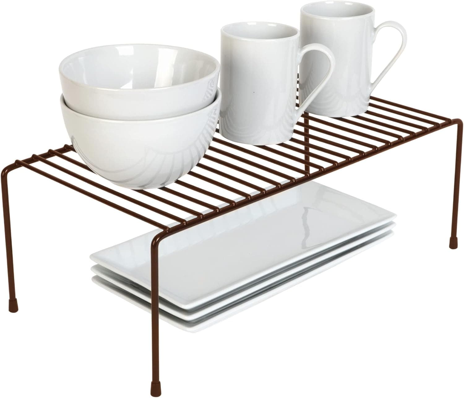 Smart Design Cabinet Storage Shelf Rack - Large 8.5 x 16 Inch - Steel Metal Wire - Cupboard, Plate, Dish, Counter and Pantry Organizer Organization - Kitchen - Bronze