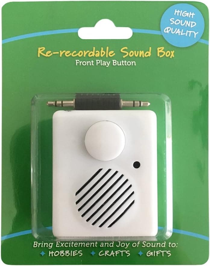 High Sound Quality - Re-recordable Sound Box - Front Play Button - Record from any Device thru Audio Port