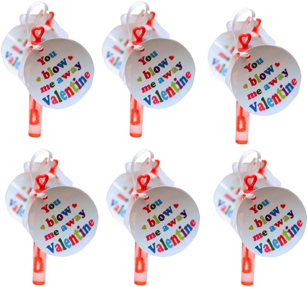 Lilly and the Bee Novelties 24 Mini Heart Bubble Wands with You Blow Me Away Valentine's Day Tags