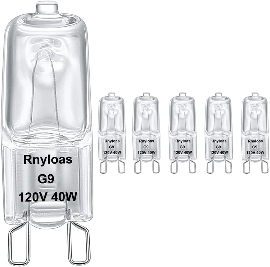 G9 Bulb, 5 Pack G9 Halogen Bulb 40 Watt High Brightness 520LM, G9 Dimmable Long Lifetime, G9 Light Bulb with G9 Base, JCD G9 120V 40W Great for Chandeliers, Pendants, Cabinet Lights, Landscape Lights