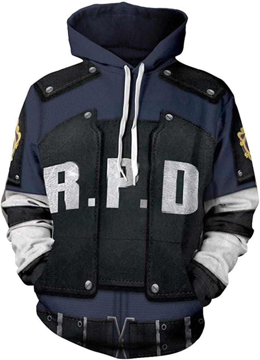 Skycos Leon Jacket Hoodie 3D Printed RPD Zip Up Hooded Pullover Sweatshirt Halloween Cosplay Costume