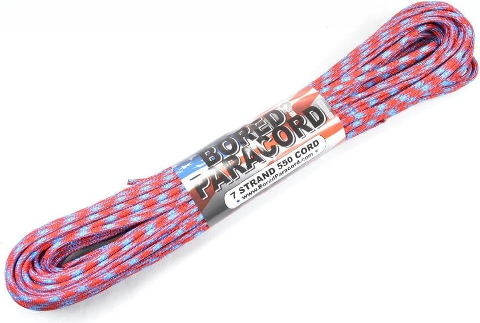 BORED? PARACORD! Brand Paracord/Parachute Cord 7-Strand, 550 Lb. Break Strength Guaranteed U.S. Made, Type III - Confederate Paracord (100 feet)