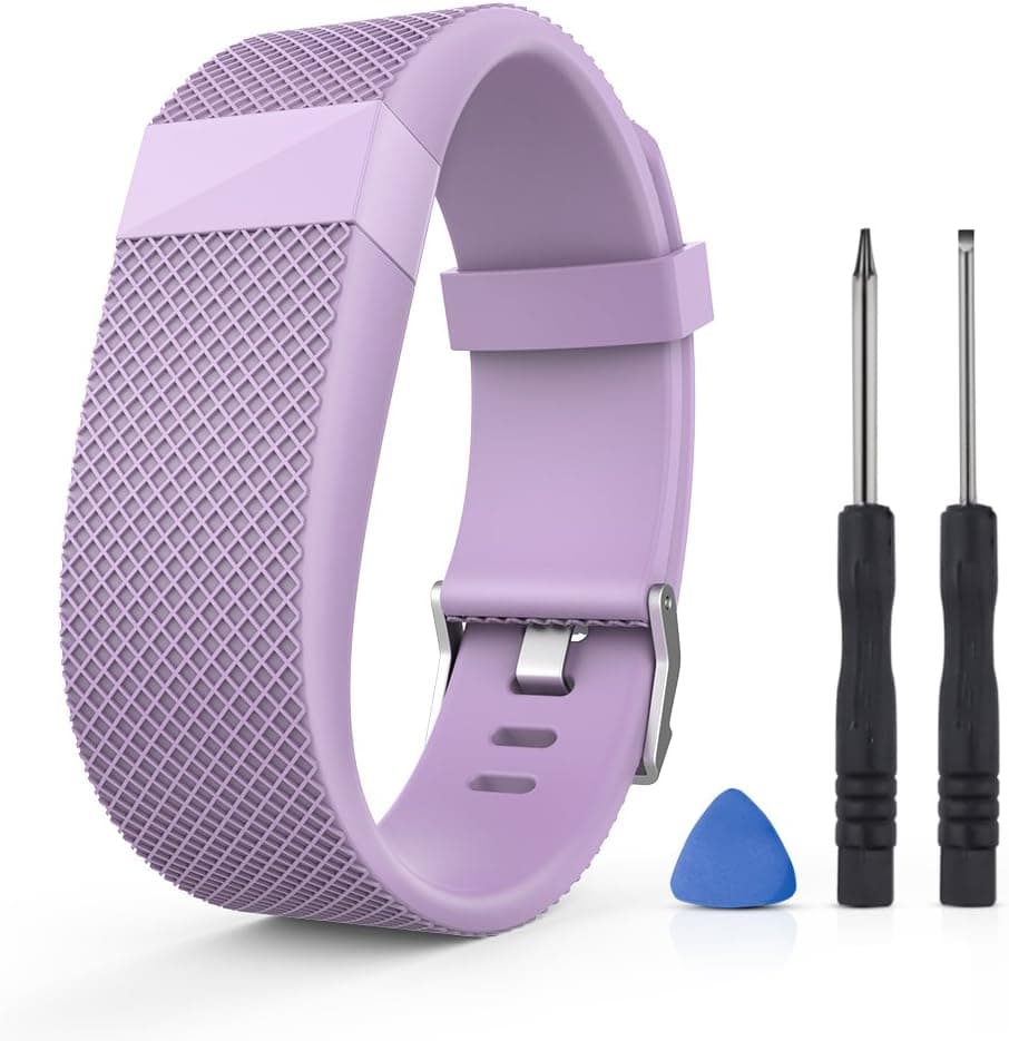 Gealpoor for Fitbit Charge HR Bands Silicone Replacement Adjustable Band Strap for Fitbit Charge HR (Light Purple, Large)