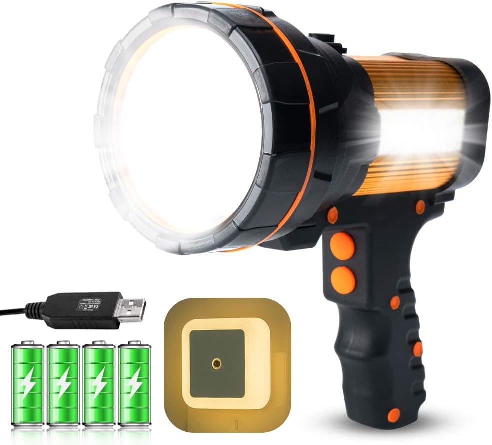 GEPROSMA Super Bright Rechargeable Spotlight, Spot Lights Hand held Flashlight High 6000 lumens Large Capacity Long Lasting High Powered Handheld Searchlight Lightweight Portable Flashlight