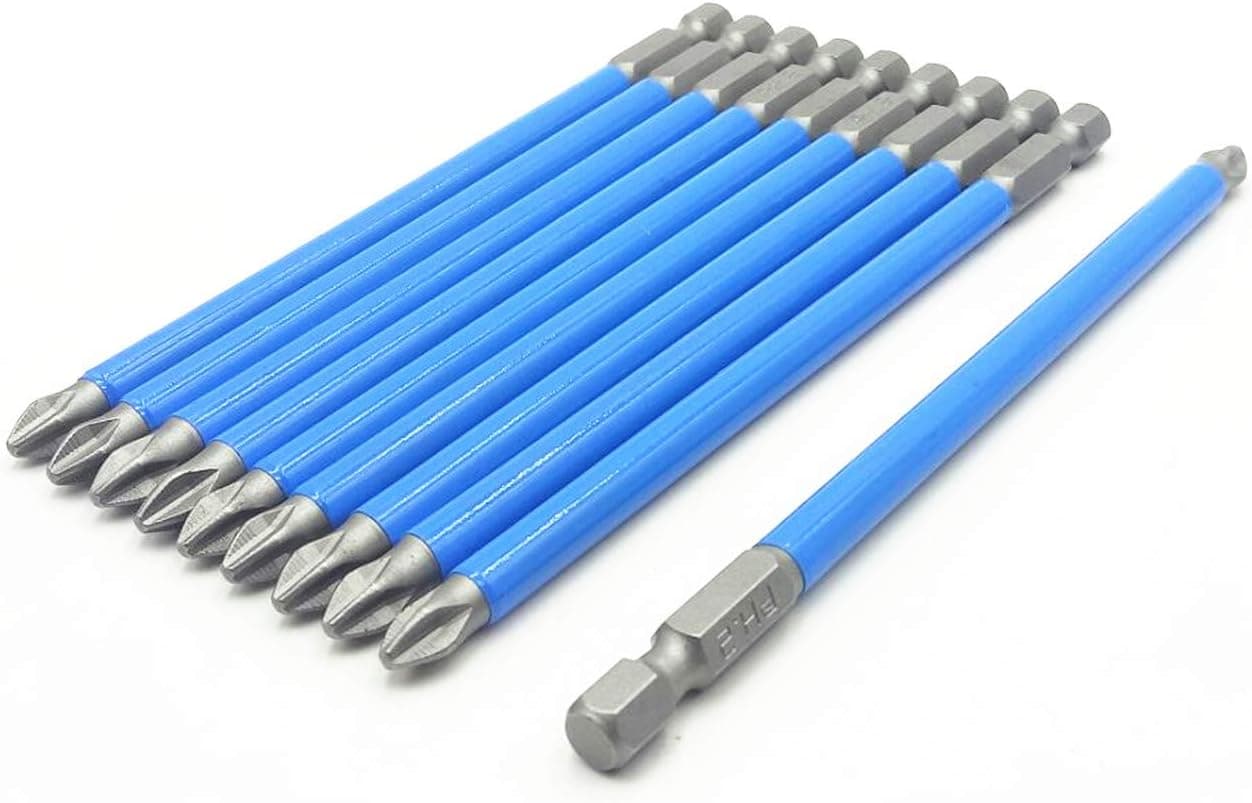 6.5mm PH2 Phillips Driver Bits Magnetic Hex Shank Screwdriver 10 Pcs (PH2 X 127mm)