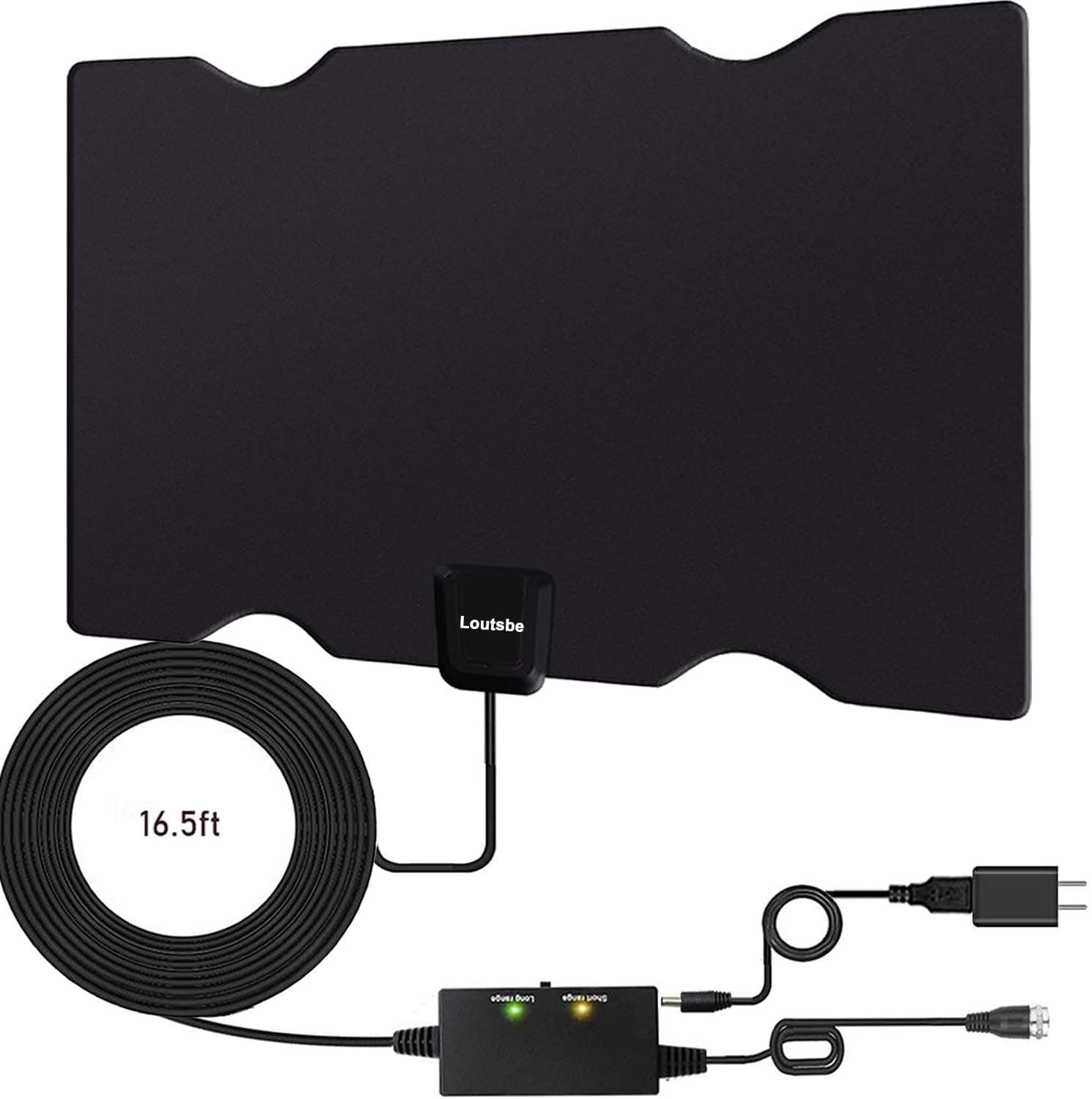 Loutsbe Amplified Indoor HD Digital TV Antenna, Long 180 Miles Range,Support 4K 1080p and All Older TV's, Digital Antenna Amplifier Signal Booster-17ft Coax HDTV Cable,Freeview Life Local Channels