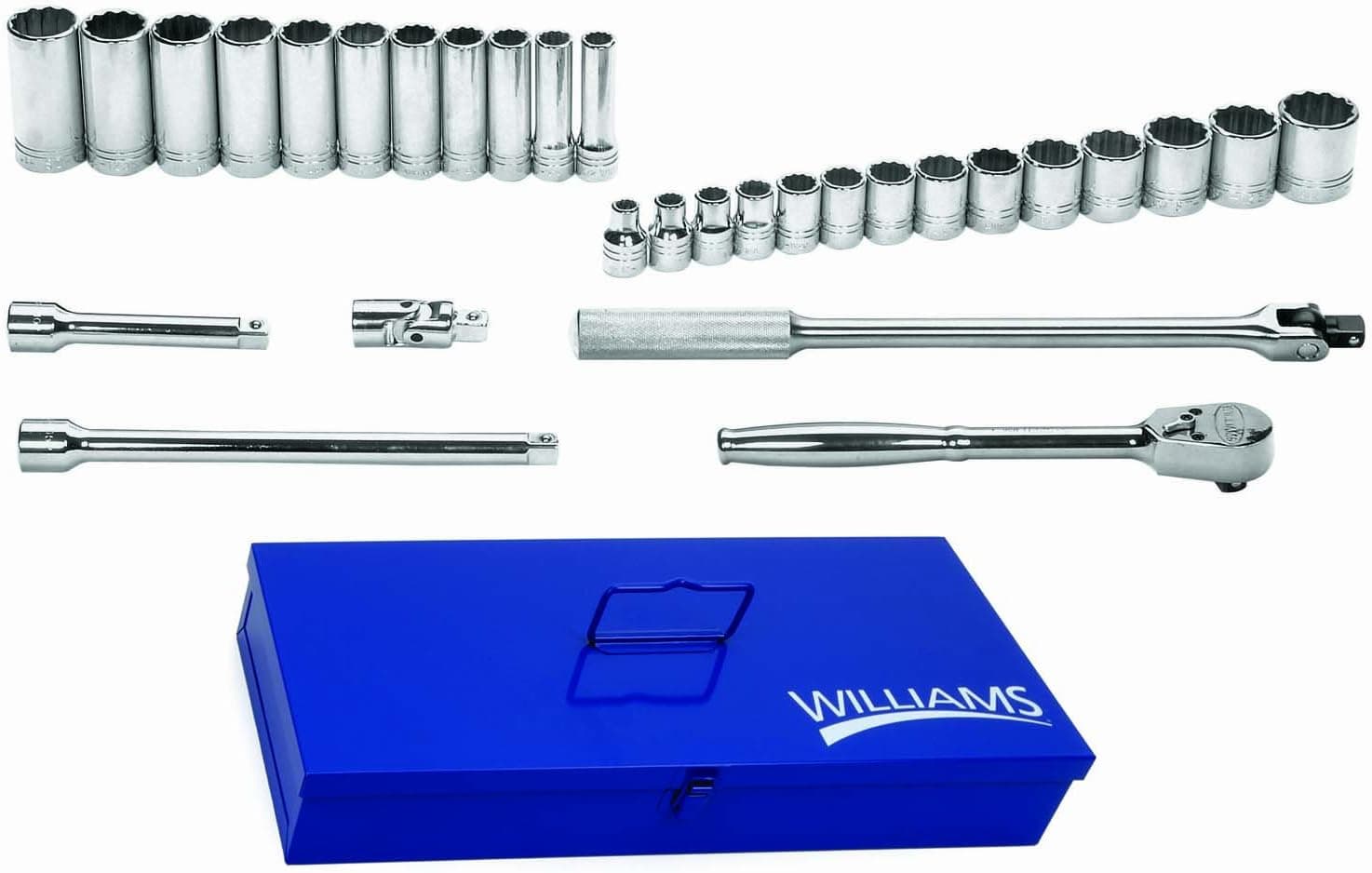 Williams WSS-30TB 30-Piece 1/2-Inch Drive Socket and Drive Tool Set with Tool Box