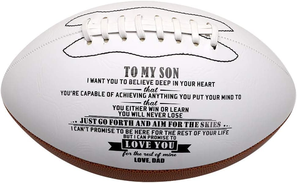 wompolle to My Son Love You from Engraved American Football Gift for Your Son Anniversary Birthday Christams Graduation Gift to Fan Quote Mom dad