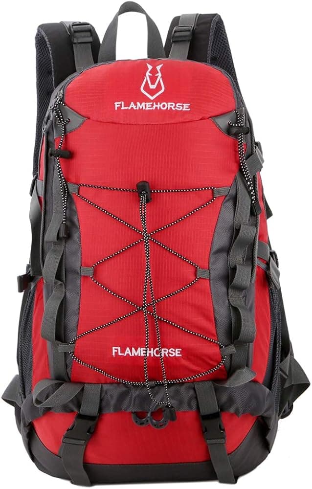 40L Water-resistant Hiking Backpack Outdoor Sport Camping Climbing Cycling Travel Backpack Daypack Bag for Men Women (Red)
