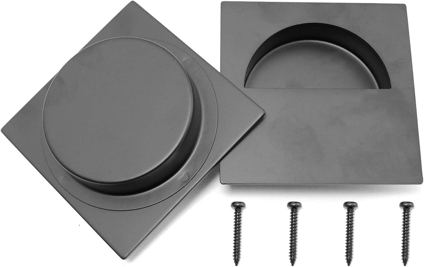 Magic&shell Door Pull 2PCS 304 Stainless Steel Black Square Flush Recessed Door Pull Handle for Cabinet Drawer and Wardrobe Half Moon 70mm/2.8Inch