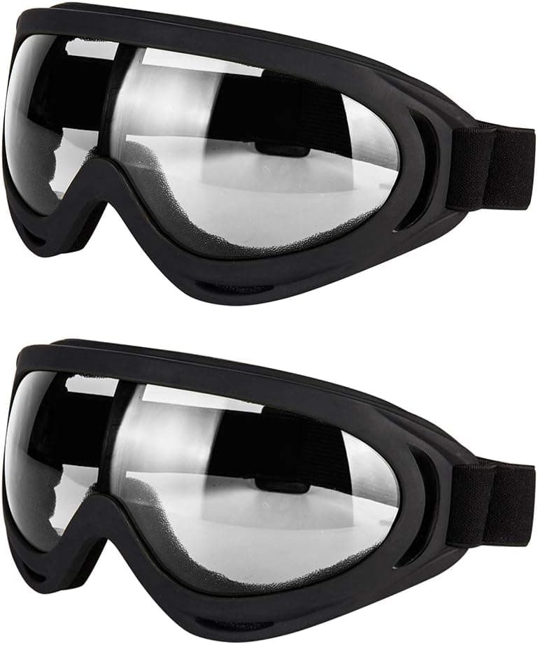 LJDJ Motorcycle Goggles - Glasses Set of 2 - Dirt Bike ATV Motocross Anti-UV Adjustable Riding Offroad Protective Combat Tactical Military Goggles for Men Women Kids Youth Adult