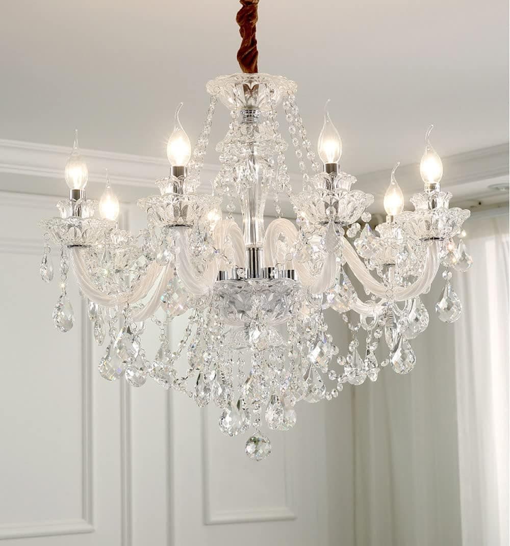 Durahonn Modern K9 Transparent Crystal Chandelier,Luxury Clear Crystal Pendant Light Fixture 8 Light,Crystal Ceiling Lighting for Living Room, Dining Room, Bedroom (8 Lights)
