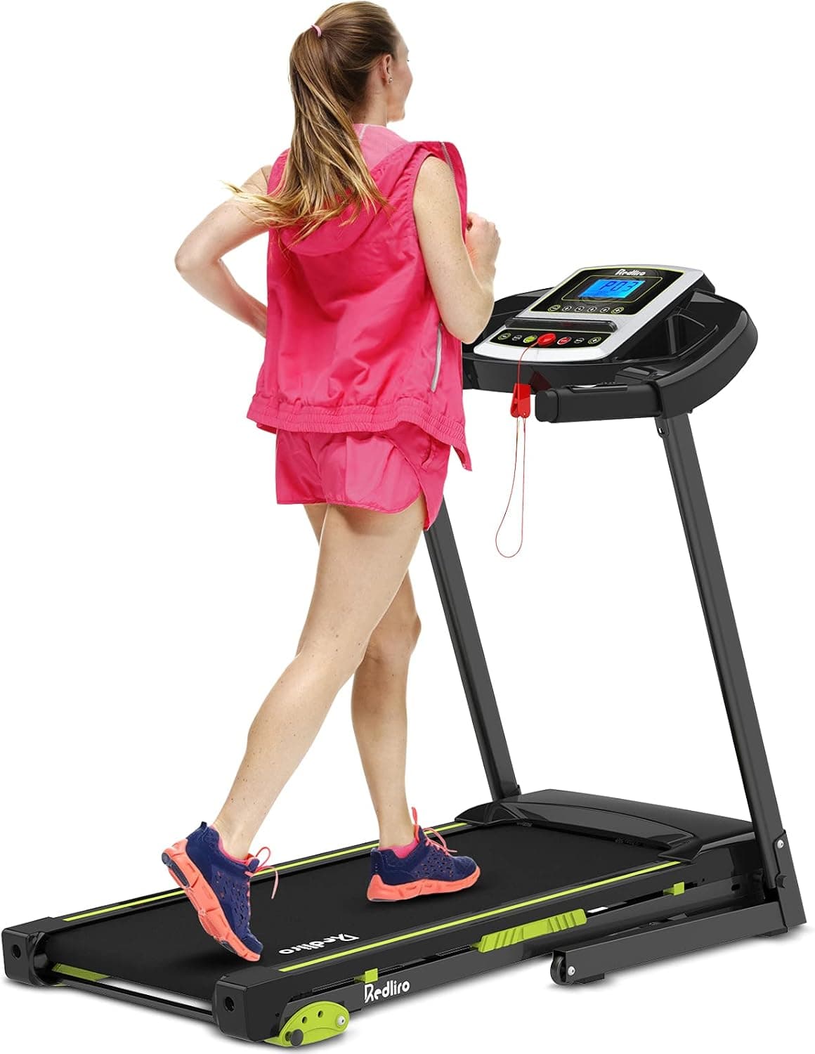 Redliro Treadmill with Screen, Folding Treadmills for Home Electric Motorized Portable Running Jogging Walking Machine with 3 Levels Manual Incline Wide Belt 12 Preset Program Fitness Gym Machine