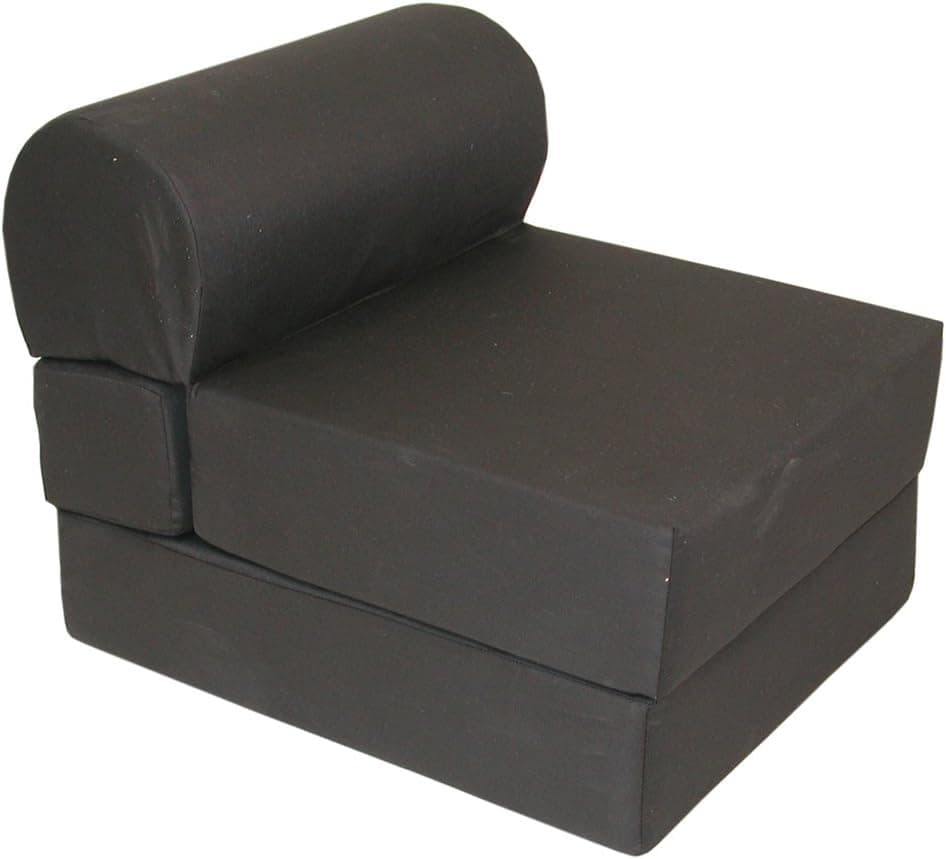 Adult Jr.Twin Studio Chair Sleeper 26-Inch Poly-Cotton Black