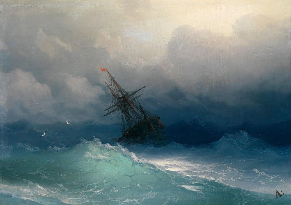 Ivan Konstantinovich Aivazovsky - Ship on a Stormy Sea, Size24x36 inch, Canvas Art Print Wall décor