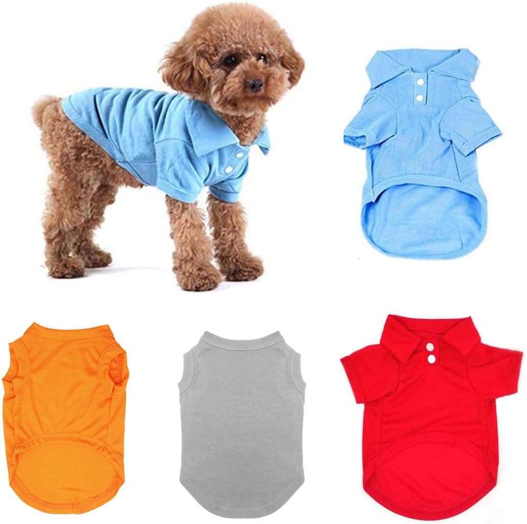 TOLOG 4 Pack Dog T-Shirt Pet Summer Shirts Puppy Clothes for Small Medium Large Dog Cat,Soft and Breathable Cotton Outfit Apparel