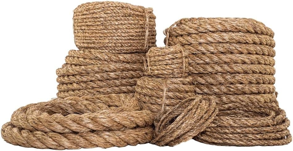 SGT KNOTS Twisted Manila Rope - Natural 3 Strand Fiber Hemp Rope for Indoor and Outdoor Use | Multipurpose Manila Rope for Crafts, DIY Projects, Home Decorating, Climbing | 1/2 in x 25 ft