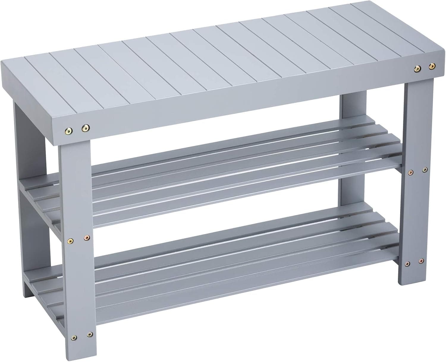 GHWIE Bamboo 3 Tier Shoe Rack Bench, Premium Shoe Organizer or Entryway Bench, Perfect for Shoe Cubby, Entry Bench, Bathroom Bench, Entryway Organizer, Hallway or Living Room