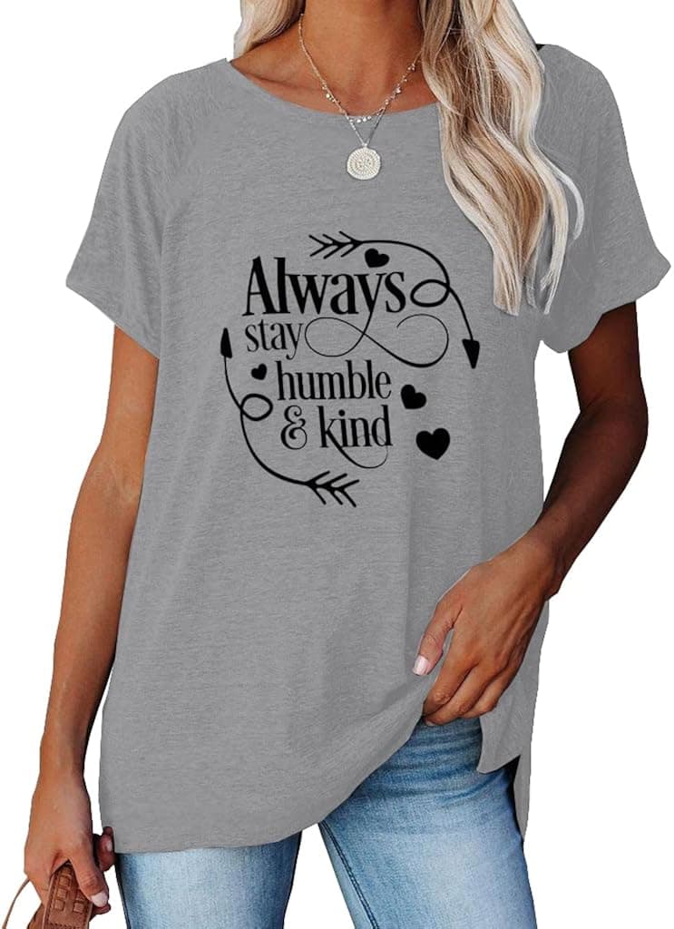 Women's Summer Letter Print Short Sleeve Crewneck T Shirt Cute Simple Sayings Funny Casual Tee Tops