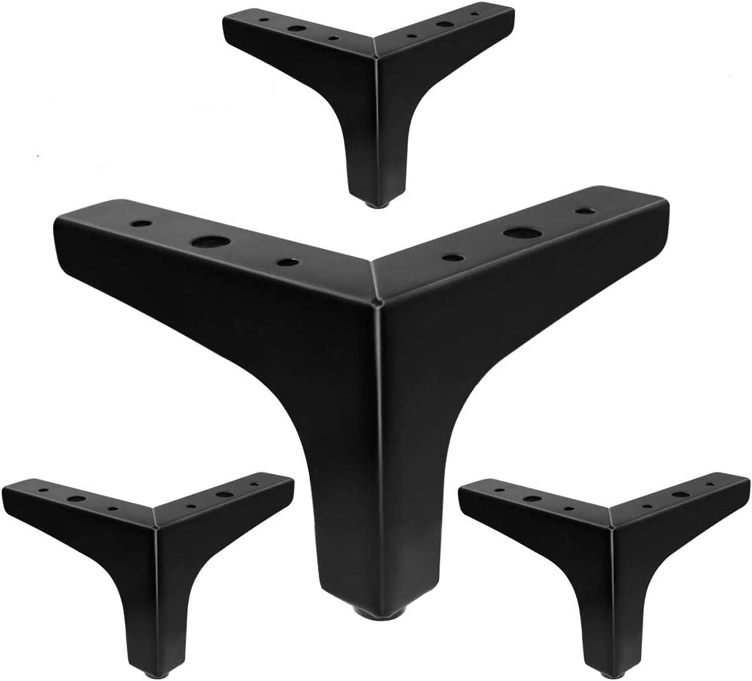 Aebor 4" / 10cm Furniture Legs, Modern Style Furniture Sofa Legs Metal Matte Black Triangle Feet for Table Cabinet Cupboard Sofa, Matte Black