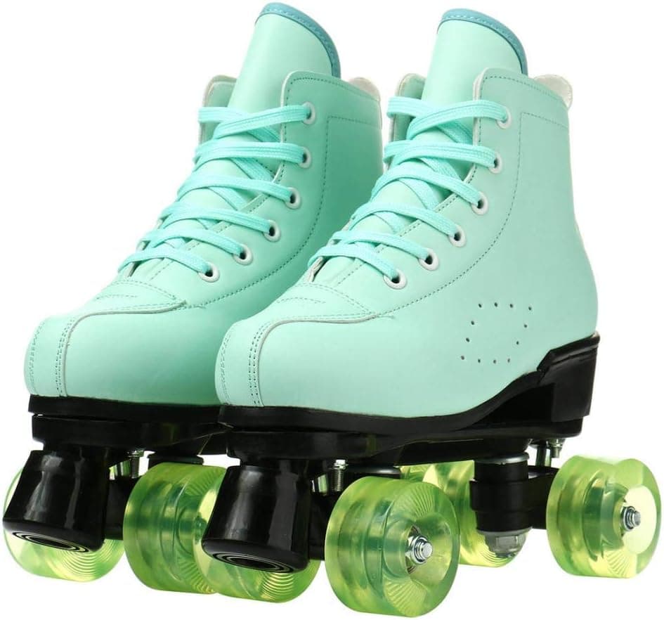 Roller Skates for Women Men PU Leather Classic Roller Skates Adjustable Four-Wheel High-Top Shoes for Beginner, Professional for Indoor Outdoor Girls Unisex