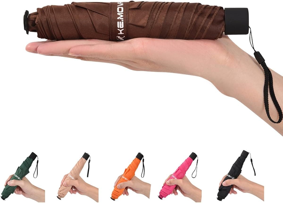 Ke.movan Folding Umbrella Compact Lightweight -Ultra Sturdy- Backpack Size Umbrella Ultra Slim, Portable
