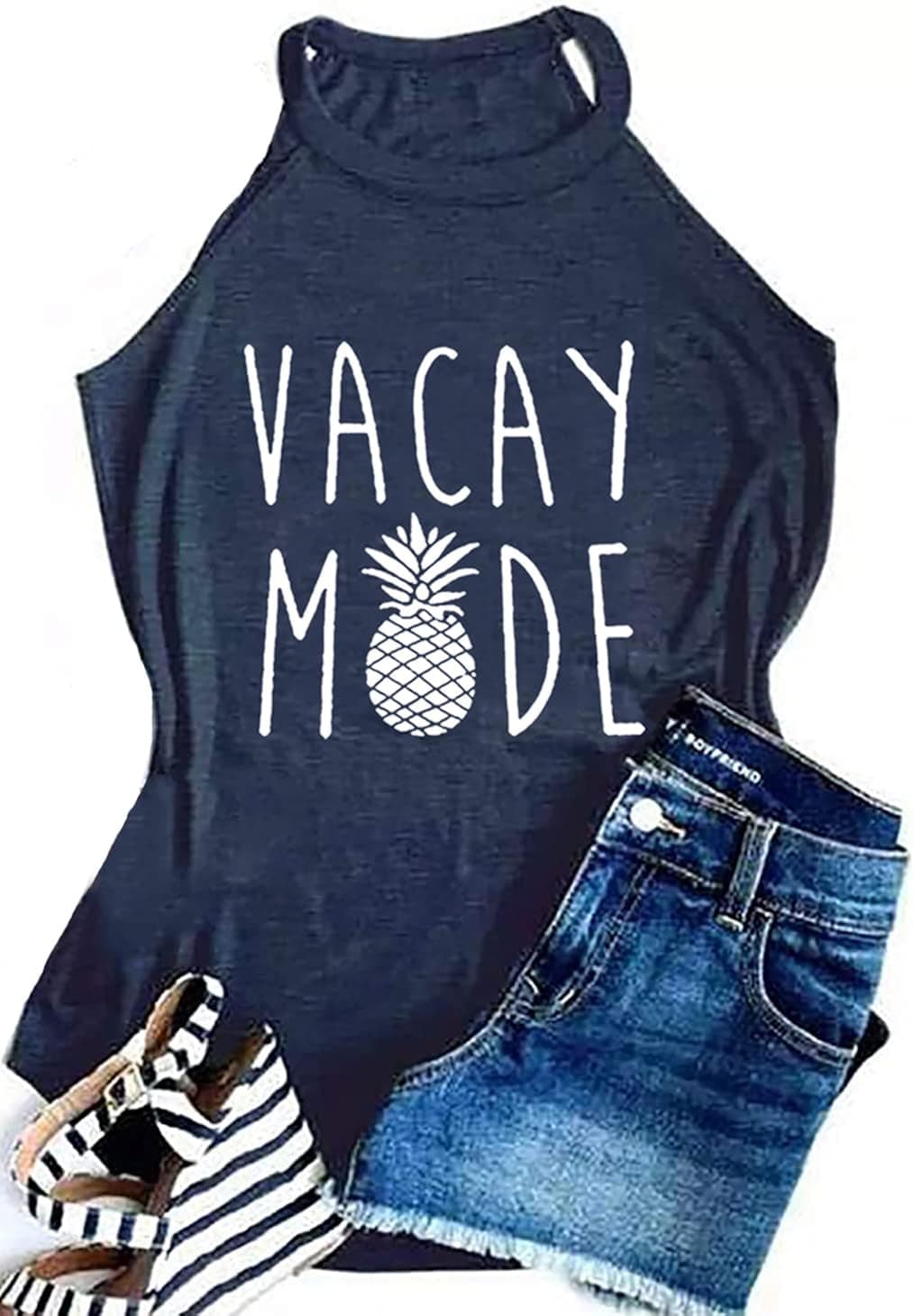 MAOGUYUN Summer Pineapple Graphic Tee Tank Tops Women Funny Beach Vacation Tanks Casual Sleeveless Shirts