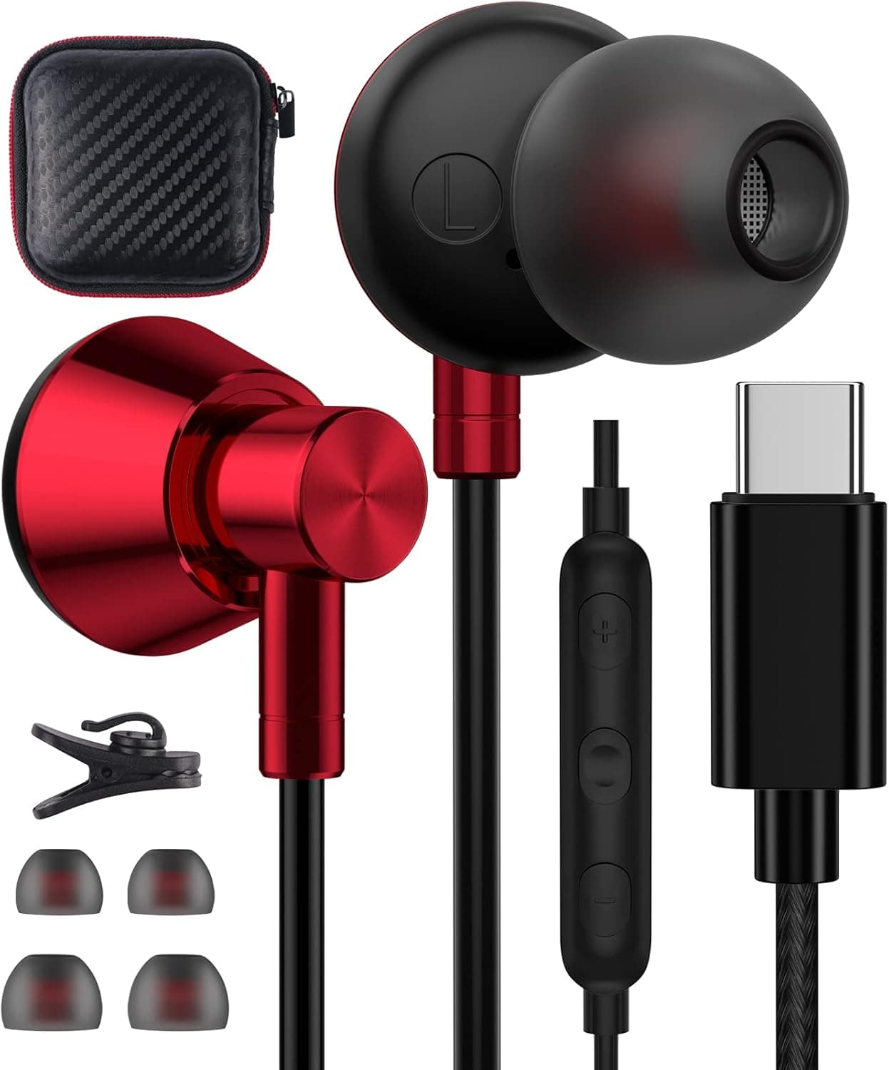 USB C Headphones, USB Type C Earbuds Stereo Bass Wired Earphones with Mic for iPad 10 Mini Pro Air 2022 Samsung S23 S22 Ultra Galaxy Z Fold 4 Flip 3 S20 S21 Google Pixel 7 Pro 6 OnePlus 11 10T 9 Pro 8