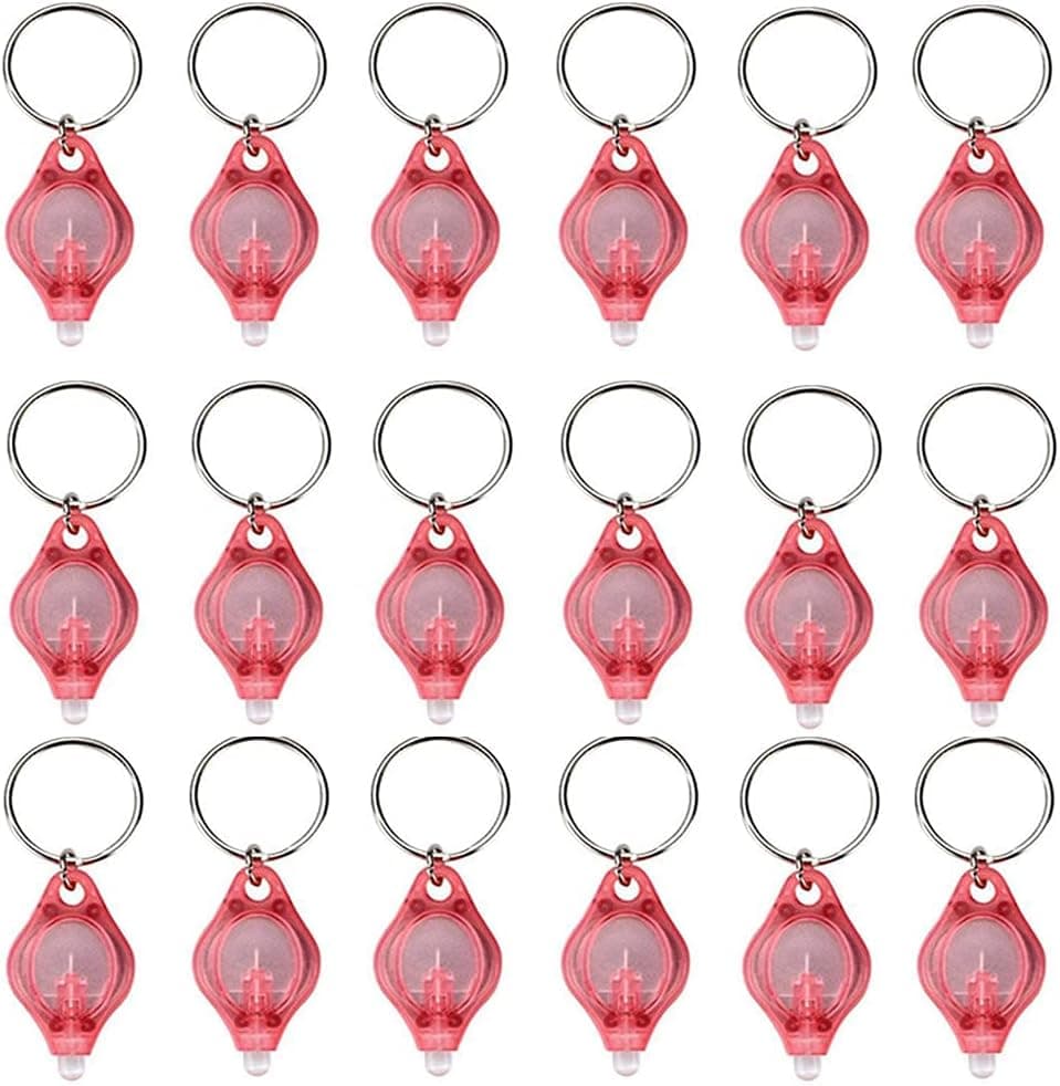 RaySoar (Pack of 18) Mini Red LED Keychain Flashlight, Red Light Keychain Flashlight, Red Keychain Flashlight, Red Keychain Light - Red Light with Red Shell