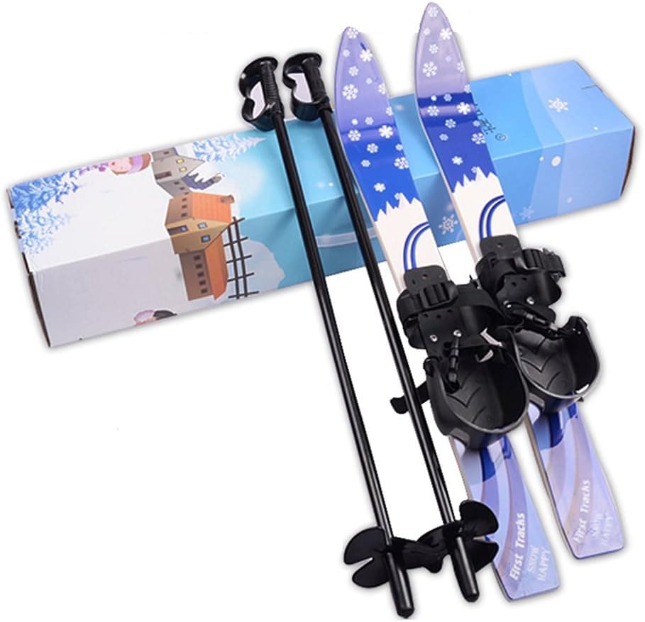 I-sport ABS Plastic Snow Skis and Poles with Bindings for Kids Beginner Ages 2-4