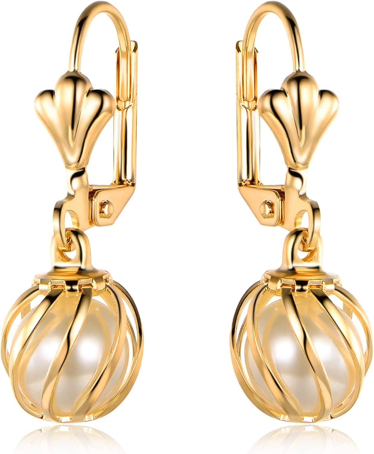 Barzel 18K Gold Plated Pearl Dangling Drop Earrings