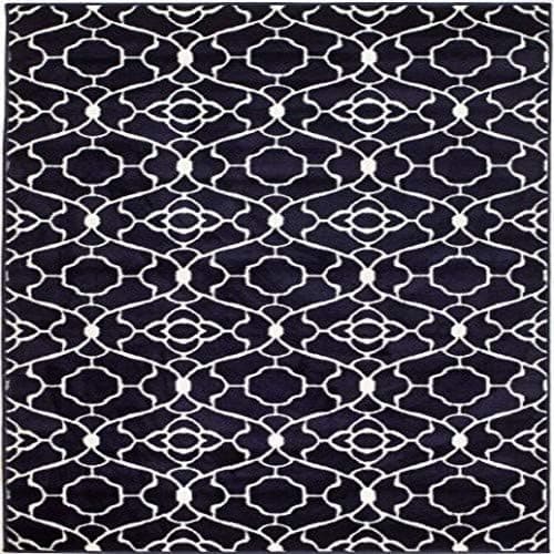 New Summit Elite S 67 Navy Blue White Trellis Garden Modern Abstract Area Rug (8x11 Actual is 7'.4''x10'.6'')