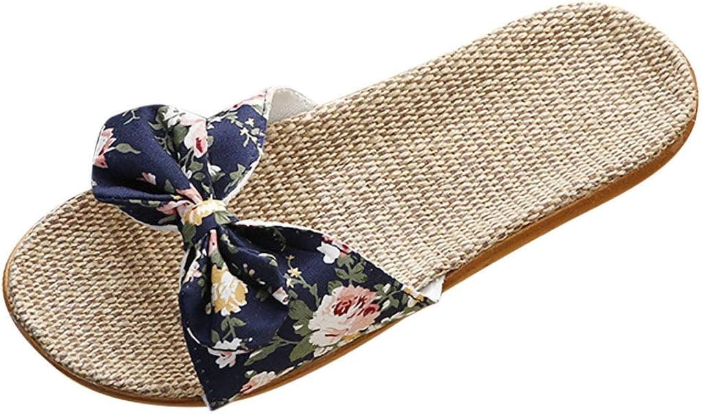 Open Toe Slide Slippers-RQWEIN Ladies' Cute Slip-on House Shoes Spa Mules Sandals with Indoor Outdoor Anti-Skid Sole