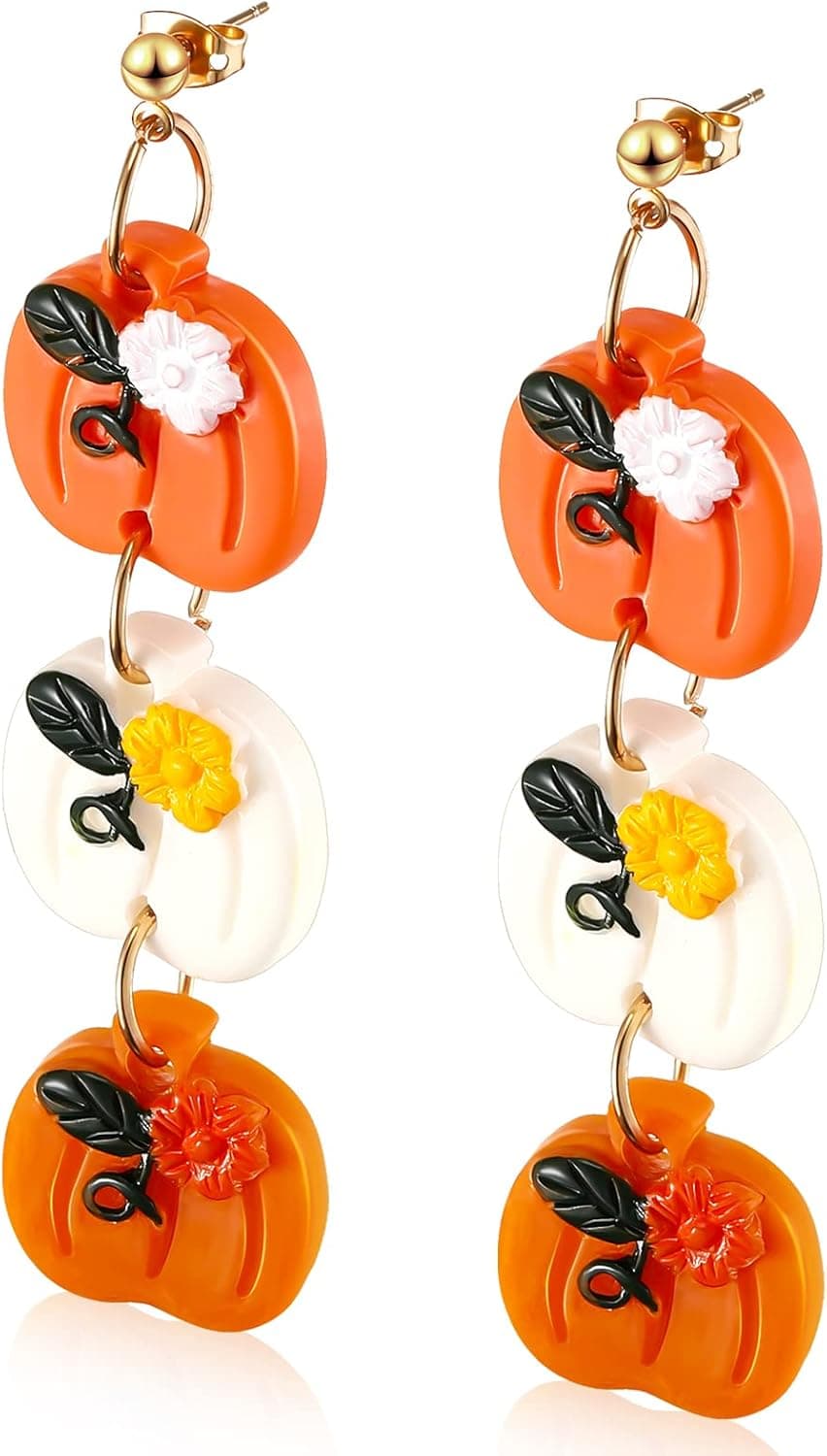 Thanksgiving Pumpkin Earrings Resin Earrings for Women Drop Dangle Pumpkin Earrings for Fall Autumn Thanksgiving Jewelry for Women Girls