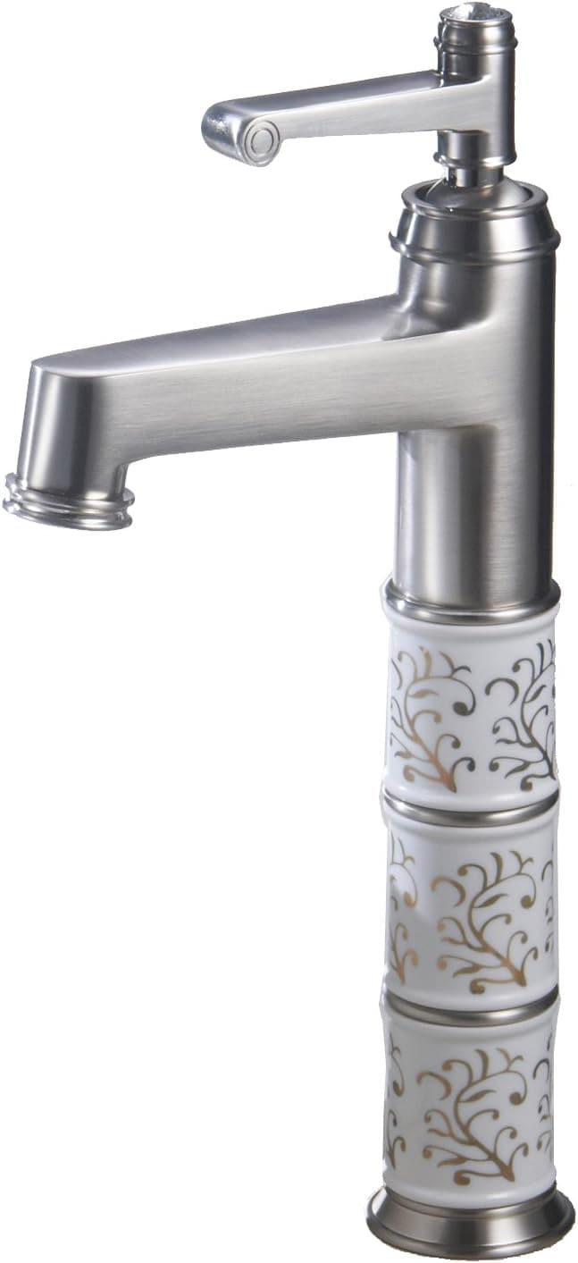 BWE Bathroom Faucet Sink Vessel Single Handle Lever Mixer Tap, Brushed Nickel Lavatory Faucets Tall Body Commercial