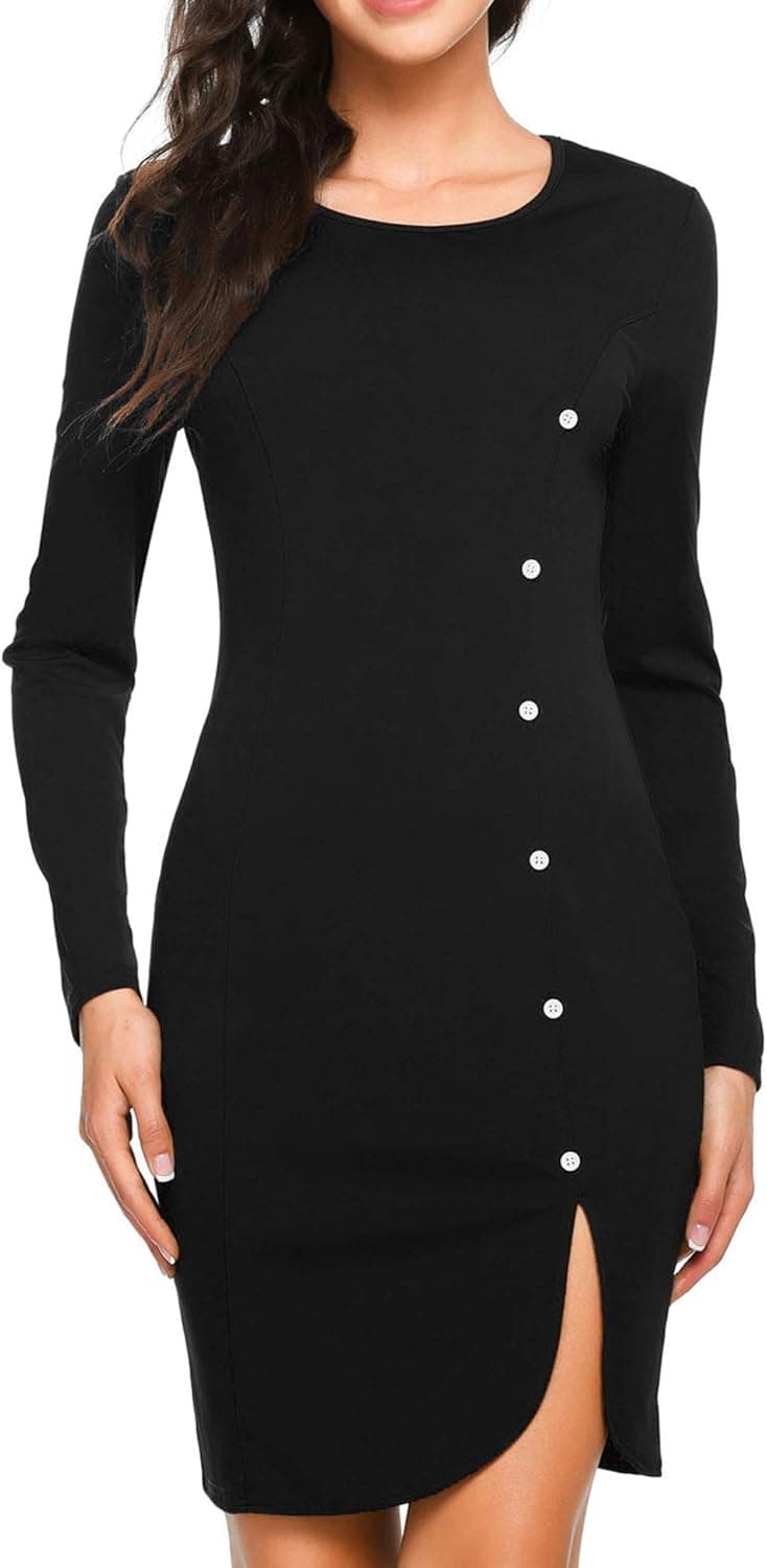 UNibelle Womens Sexy Slim Fitted Sheath Pencil Party Dress (Black Large)