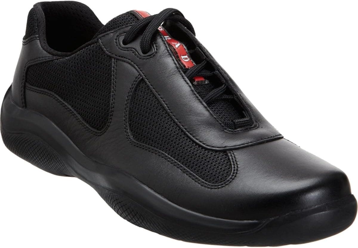 Prada Men's 'America's Cup' Leather with Mesh Sneaker, Black