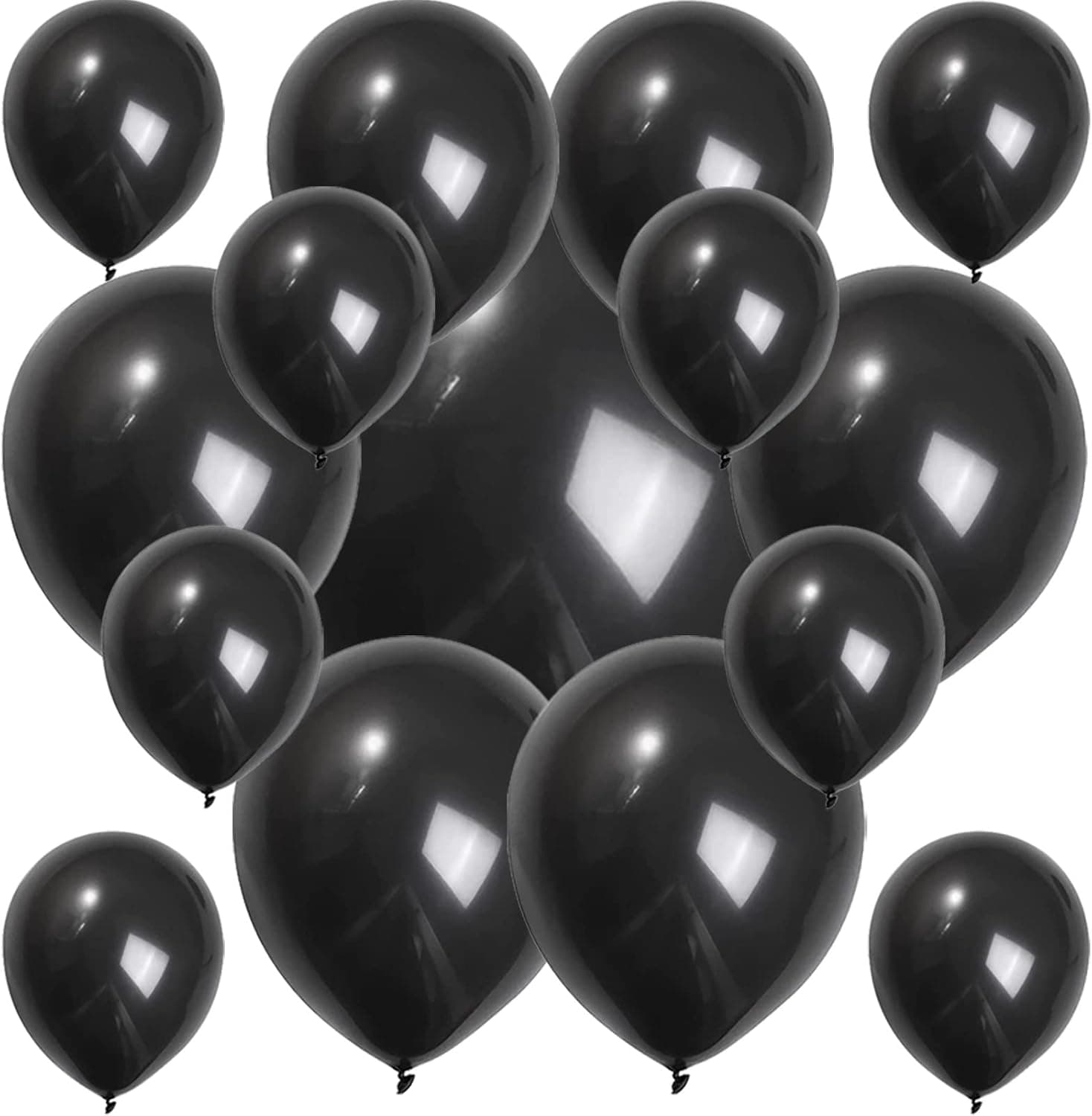 100 Pack Black Balloons Different Sizes 18/12/10/5 Inch Party Balloon Kit Chrome Round Helium Matte Black Balloons for Wedding Graduation Baby Shower Birthday Christmas Party Decoration (Black)