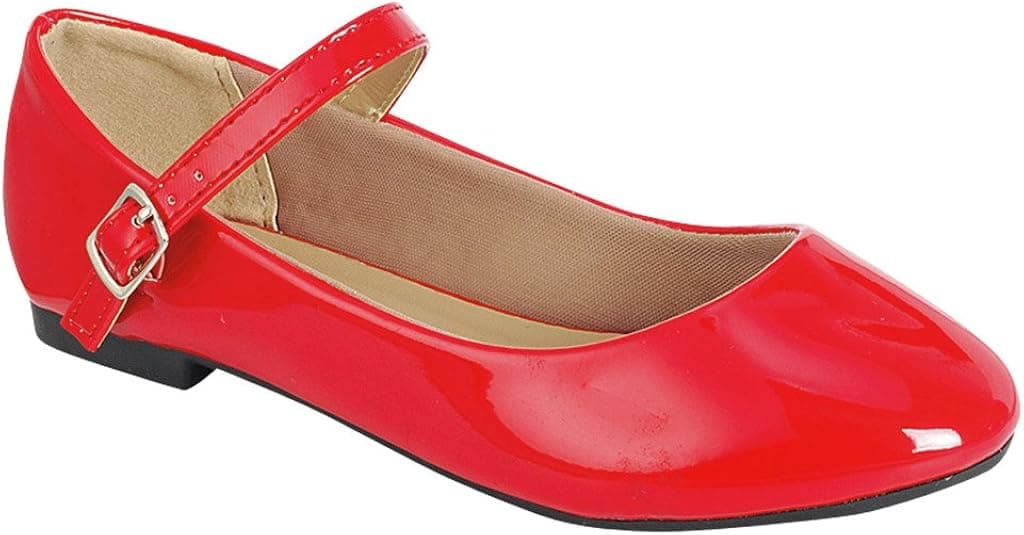 Coshare Girl's Uniform Patent Mary Jane Ballet Flats (with Free Stickers)