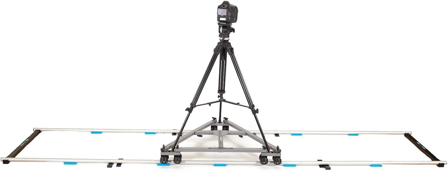 PROAIM Swift Dolly w 12ft Straight Track for Jib Camera Crane & Fluid Heads. Smooth Tracking Shots, Wedges for Flat/Uneven Floor, Adapts Various Tripod. Track Ends Prevent Run-Off + Bag (P-SFT-DT-12)