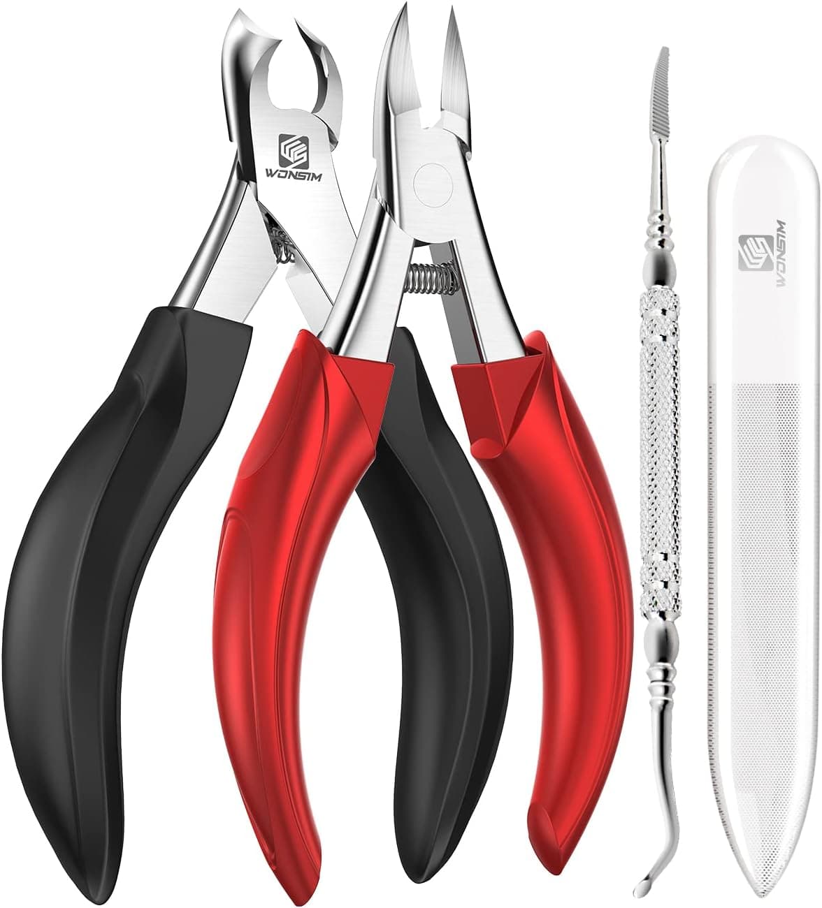 WONSIM Toenail Clippers for Thick Nails, Podiatrist Nail Clippers with Surgical Stainless Steel Sharp Curved Blades, Professional Thick or Ingrown Toe Nail Clippers for Seniors, Men and Women