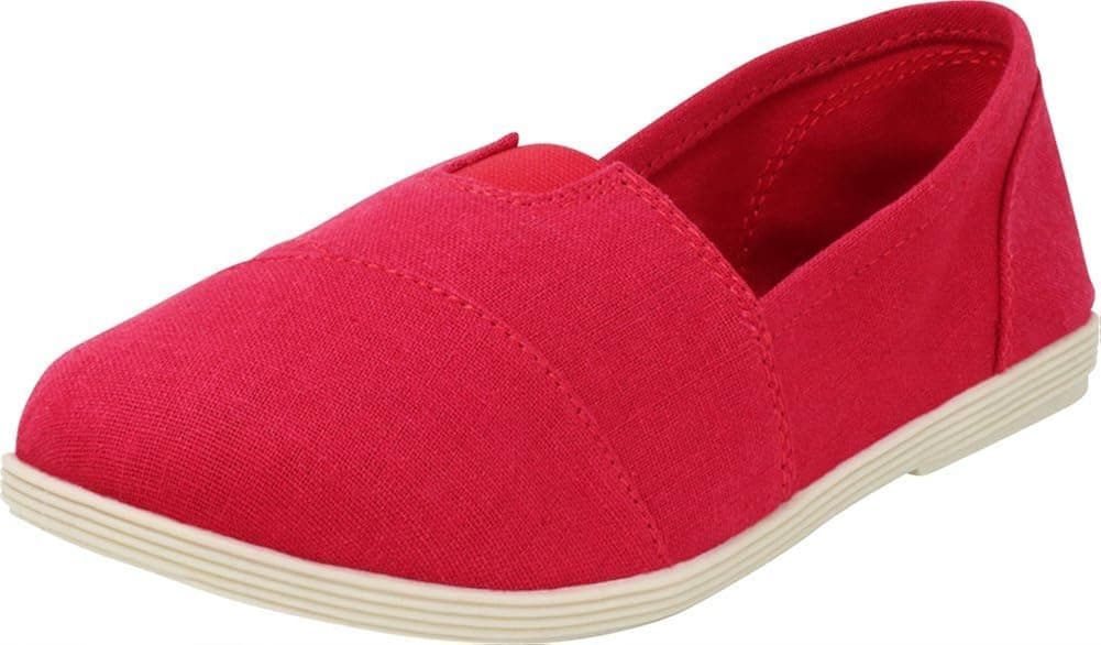 Cambridge Select Women's Memory Foam Comfort Canvas Slip On Flats (8 B(M) US, Red Linen)