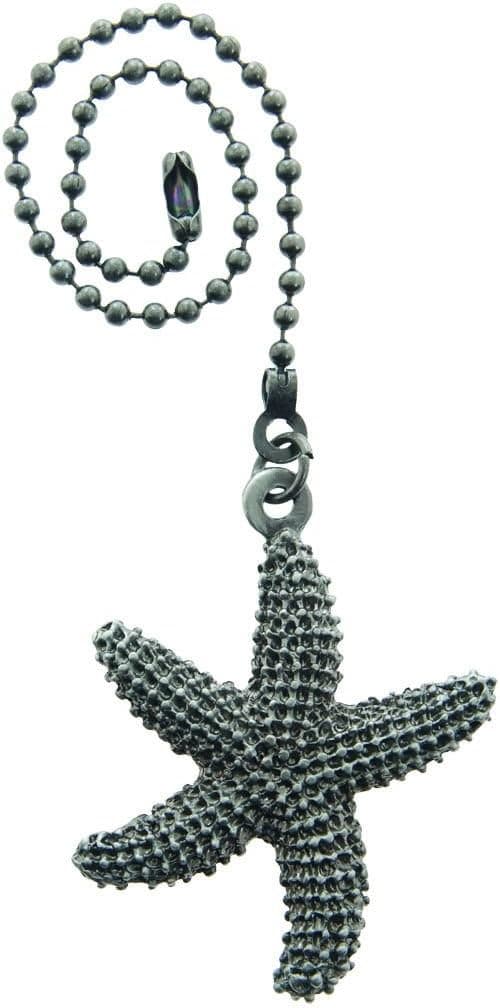 Lazart Starfish Pewter Pull Chain for Ceiling Fans, Lamps & Lighting