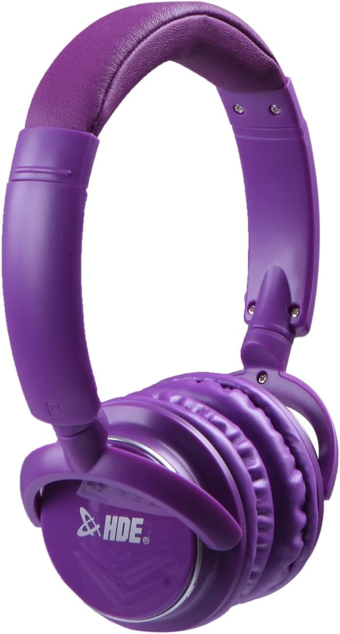 Bluetooth Headphones Lightweight Wireless Headset - HDE Earphones with Micro SD Card Player Microphone Hands Free Phone Answering and Wired Headphone Jack Stereo Audio (Purple)