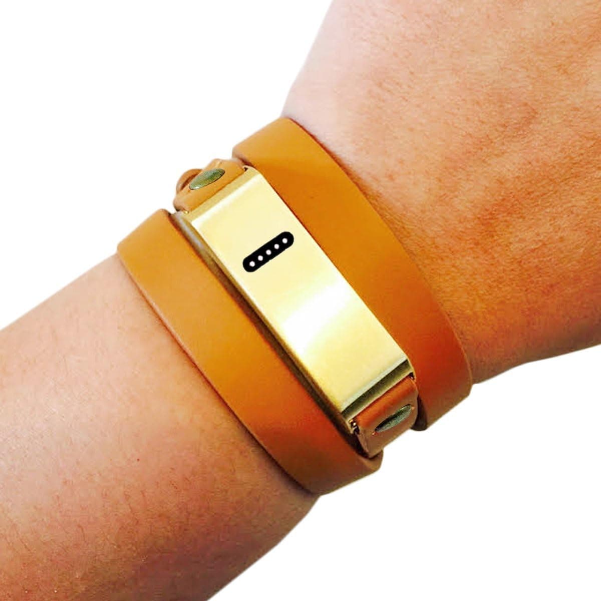 FUNKtional Wearables Fitbit Bracelet for Fitbit Flex Fitness Trackers - The Kate Insight Brushed Metal and Premium Vegan or Genuine Leather Buckle Fitbit Bracelet