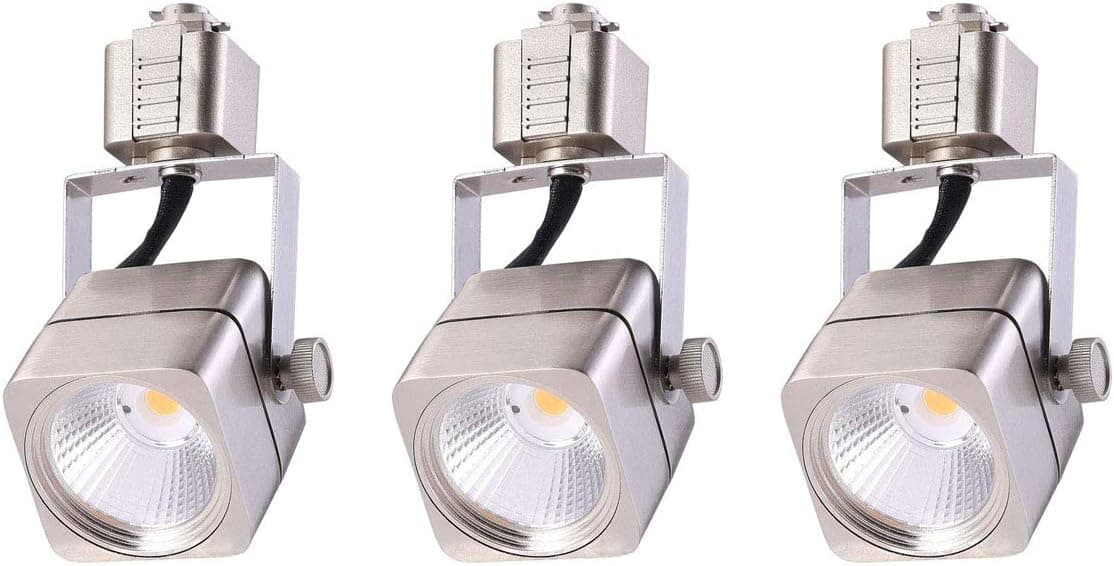 Cloudy Bay LED Track Light Head,CRI90+ Warm White Dimmable,Adjustable Tilt Angle Track Lighting Fixture,8W 40° Angle for Accent Retail,Brushed Nickel,Halo Type,3 Pack
