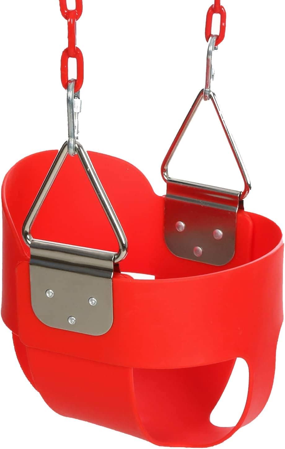 FUNMILY Toddler Swing Seat, High Back Full Bucket Swing with 60 inch Plastic Coated Swing Chains & 2 Snap Hooks Fully Assembled Swing Set (Red)