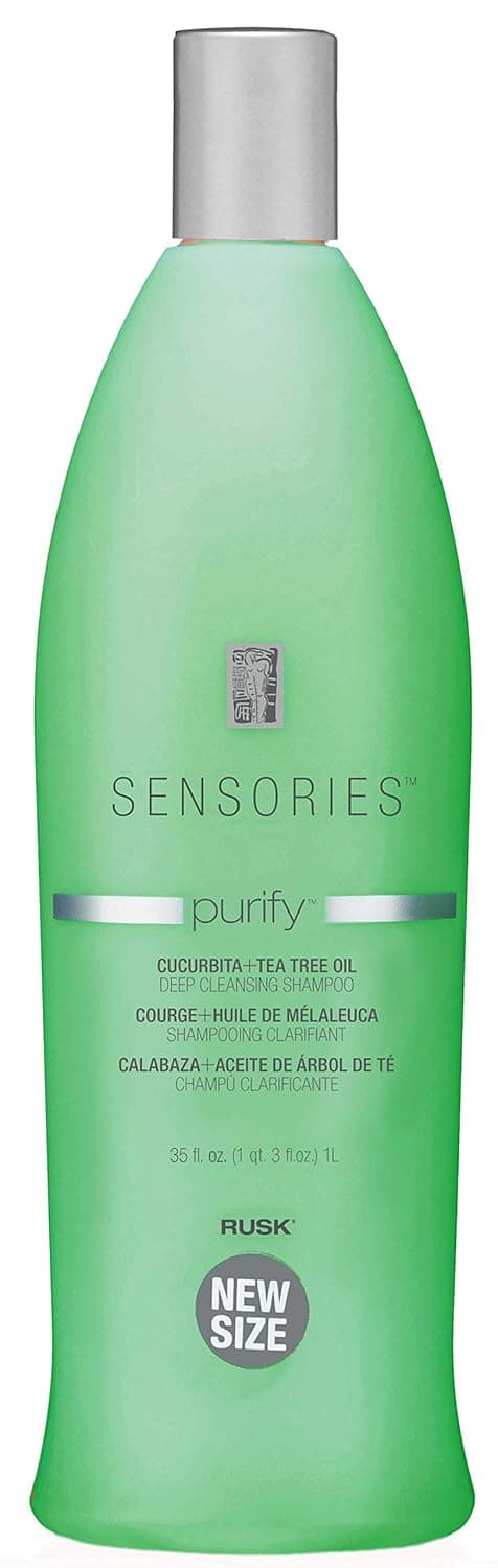 RUSK Sensories Purify Cucurbita and Tea Tree Deep Cleansing Shampoo, Deep-Cleansing Shampoo, Rids Hair of Impurities and Styling Product Buildup, 33.8 Fl Oz (Pack of 1)