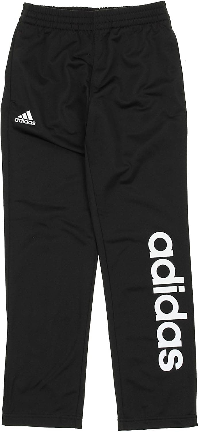 adidas Youth Linear Tricot Athletic Pants, Black/White